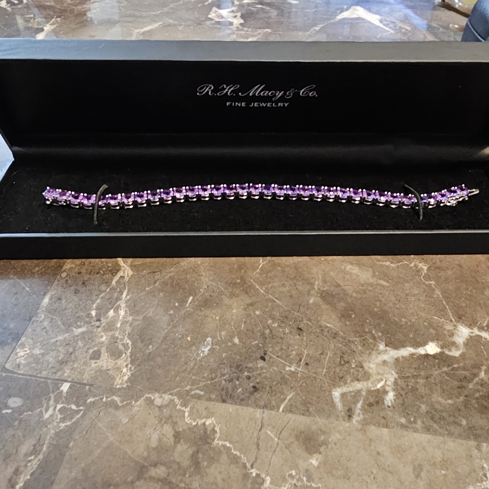 Macy's Purple and Silver Tennis Bracelet